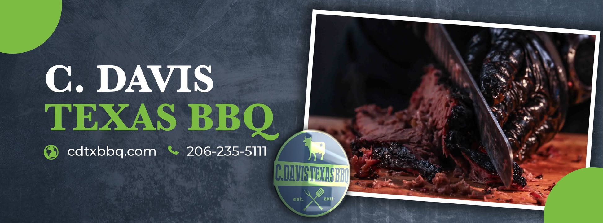 C. Davis Texas BBQ โ hand-sliced smoked brisket